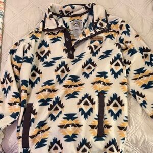 Cinch Patterned Fleece with Blue and Brown Accents